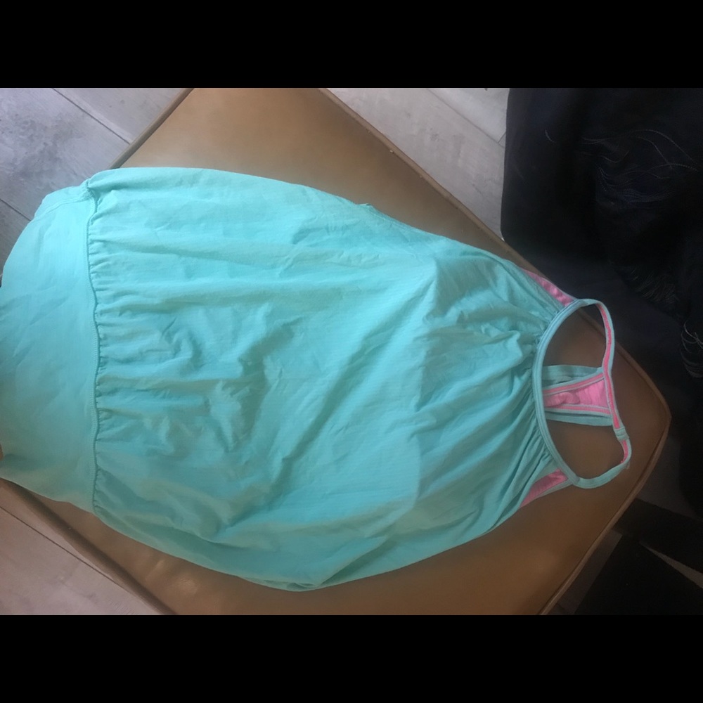 Light green tank with attached bra top